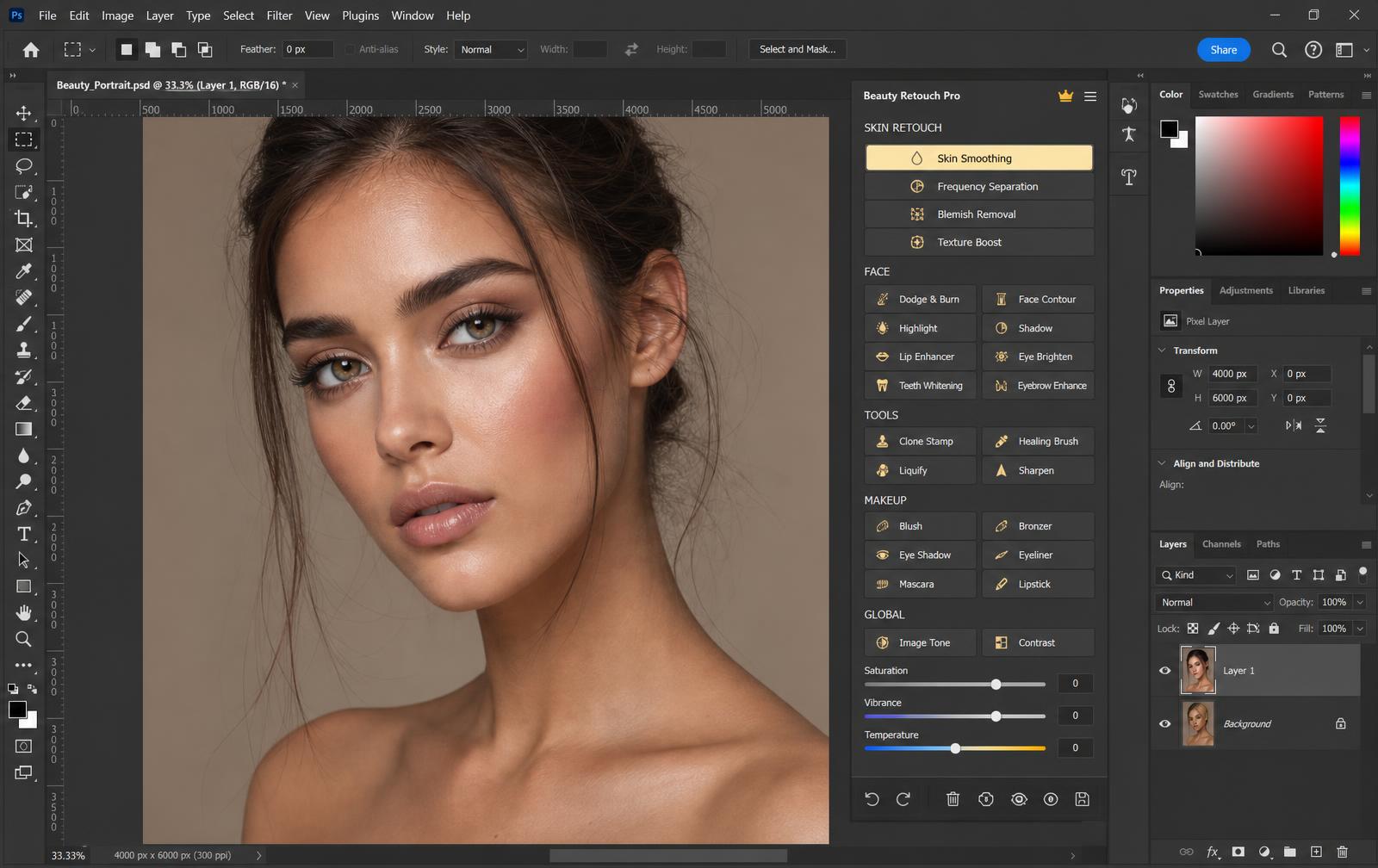Painel do plugin Savior Jordâni Studio aberto dentro do Adobe Photoshop